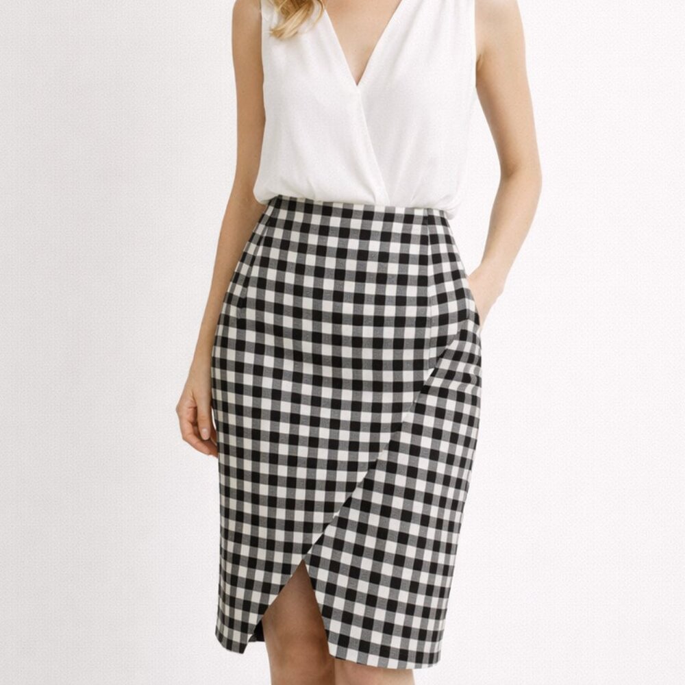 JULES & LEOPOLD | Black & White Checked Midi Skirt – Women’s XL
